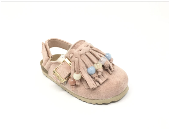 Zapatos Pepito Rosa para Niña | Flecos y Cuentas | Piel | Primeros Pasos