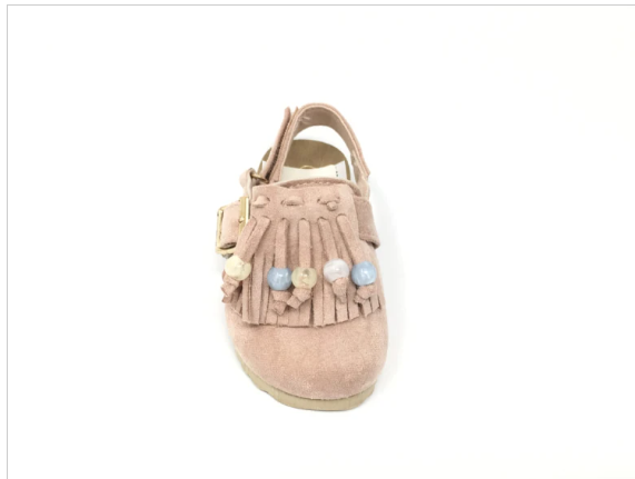 Zapatos Pepito Rosa para Niña | Flecos y Cuentas | Piel | Primeros Pasos