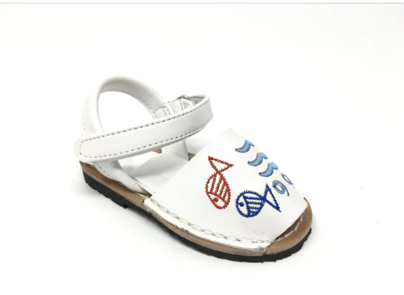 Sandalias Blancas Bebé Niña con Diseño Marinero de piel  marca bubble kids