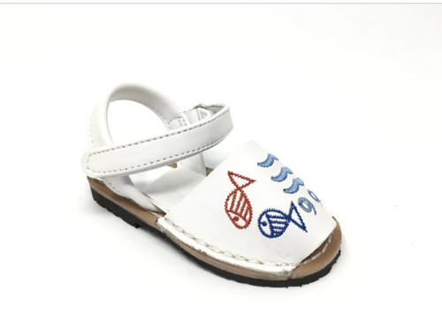 Sandalias Blancas Bebé Niña con Diseño Marinero de piel  marca bubble kids