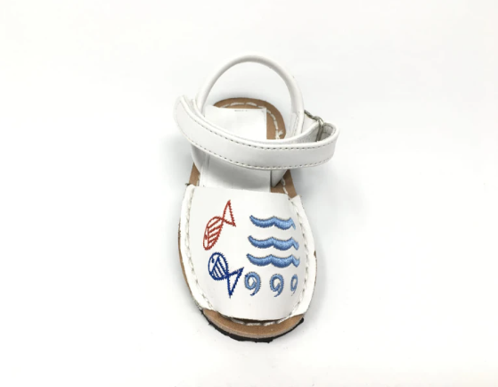 Sandalias Blancas Bebé Niña con Diseño Marinero de piel  marca bubble kids